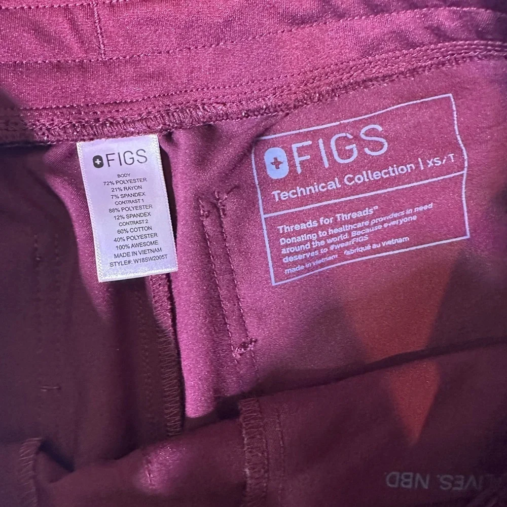 Figs Men's Maroon Joggers with Gray Accents
